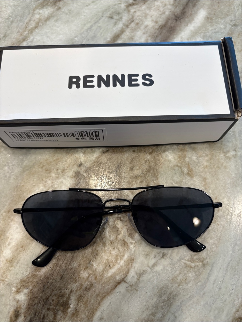 RENNES Black Aviator Sunglasses
